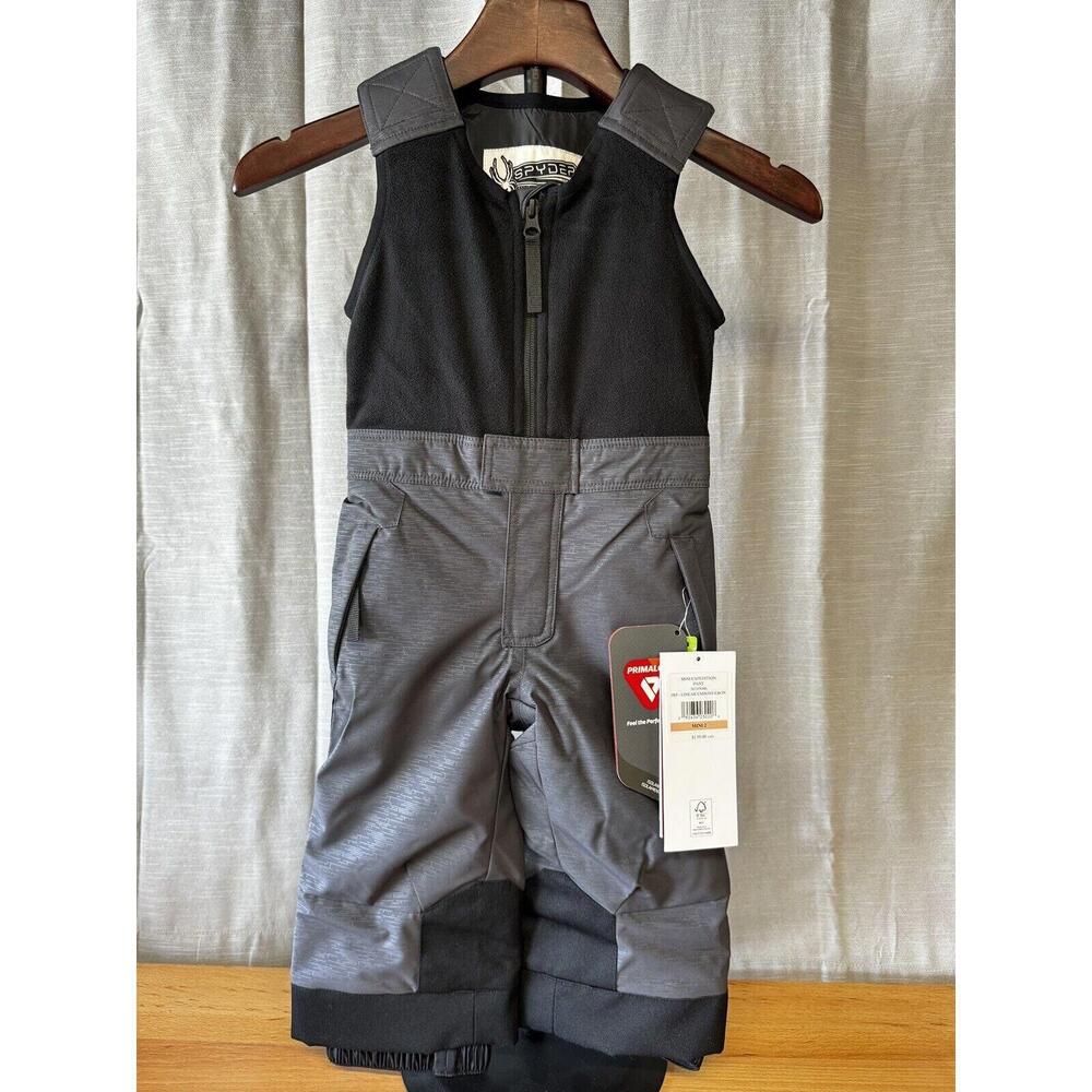 NEW Spyder Mini Expedition Ski/Snow Pant Bibs Unisex Little Kids size 2 Grey